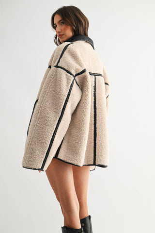 The Reversible Sherpa Faux Leather Jacket - Olive Street