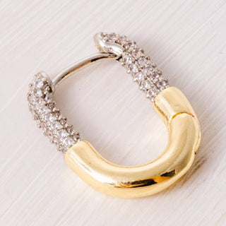 The Two-Tone Oval Huggie Earrings - Olive Street