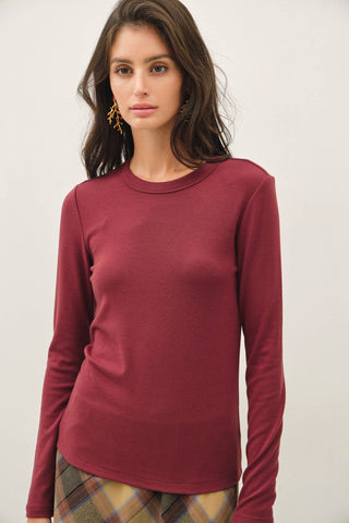 The Soft Basic Long Sleeve Tee in Cherry