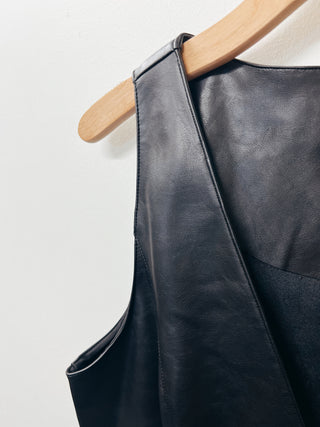Asymmetrical Button Faux Leather Dress