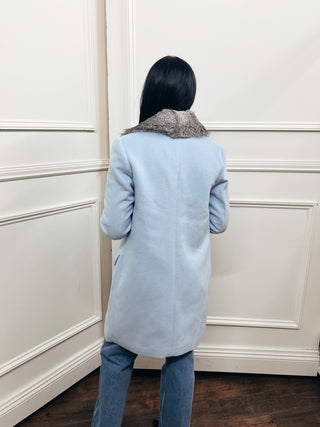 Powder Blue Coat with Fur Collar