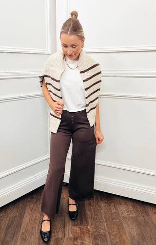 Button Detail Sweater Knit Pant