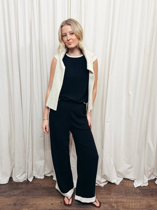 The Linen Contrast Wide Leg Pant - Olive Street
