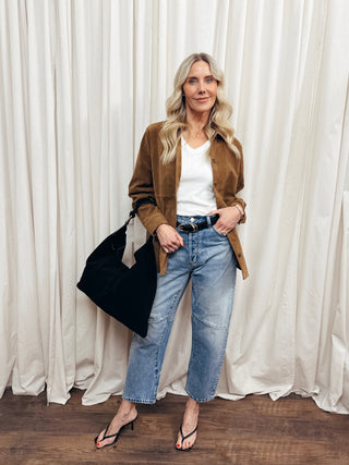 The Oversized Faux Suede Shirt - Olive Street
