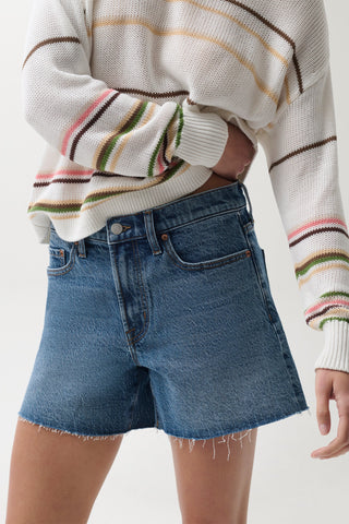 The Kennedy Relaxed Mid Rise Cut Off Short in Blue