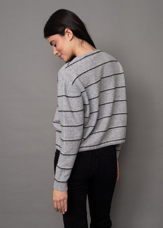 The Tie Hem Stripe Button Cardigan