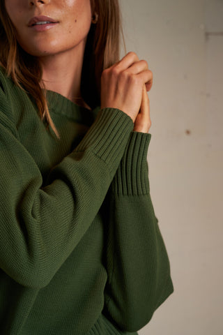 Janet Cotton Sweater in Fern Green