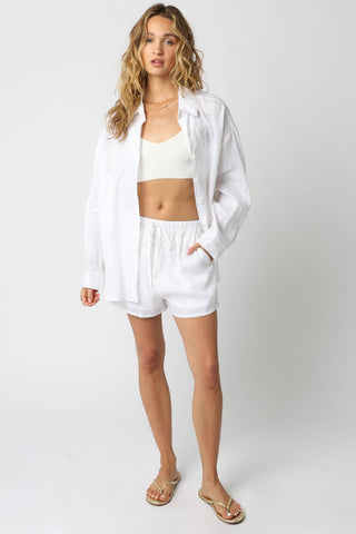 The Easy Linen Shirt in White - Olive Street