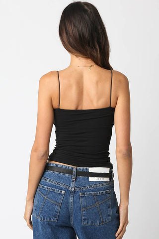 The Thin Strap Square Neck Tank in Black - Olive Street