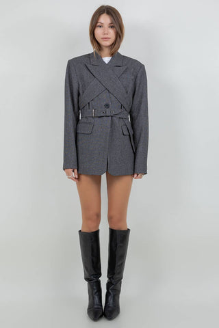 The Woven Blazer with Detachable Wrap Around Belt