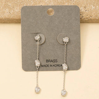 The Gem Drop Chain Earring in Silver