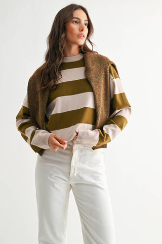 The Olive Bold Stripe Sweater - Olive Street