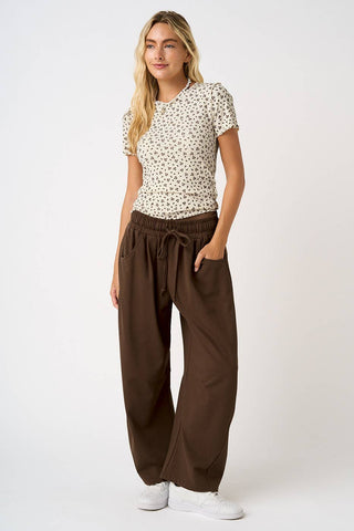 The French Terry Barrel Pant in Brown - Olive Street