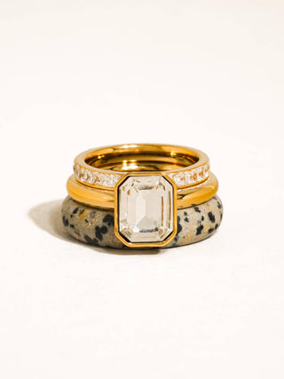 The 18K Gold Non-Tarnish Dalmatian Ring Set