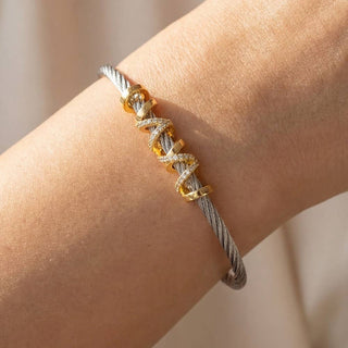The Stainless Steel Abstract Two Tone Cuff - Olive Street