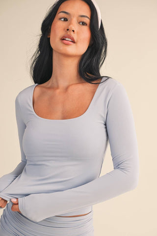 The Soft Knit Jersey Square Neck Long Sleeve - Olive Street