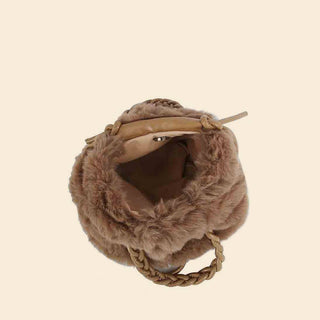 The Faux Fur Braided Handle Handbag