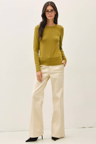 The Soft Basic Long Sleeve Tee in Green