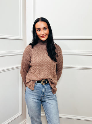 Herringbone Mock Neck Sweater