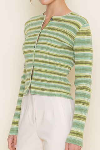 The Striped Button Cardigan - Olive Street