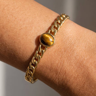 The Tiger Eye Curb Chain Bangle