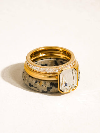 The 18K Gold Non-Tarnish Dalmatian Ring Set