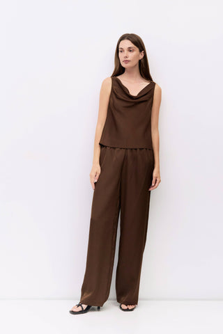 The Crushed Satin Cowl Neck Top