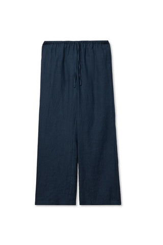 The Lorana Linen Drawstring Pant in Navy - Olive Street
