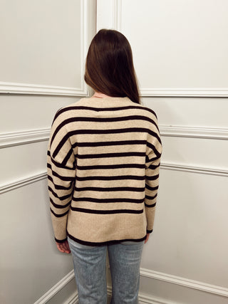 Melina Mock Neck Stripe Sweater