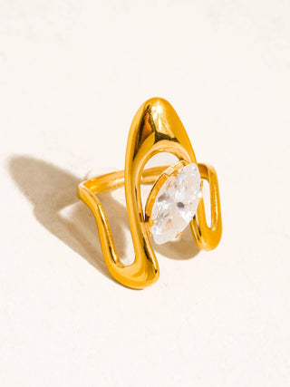 The 18K Gold Non-Tarnish Marquise Open Ring