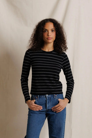 The Jamie Long Sleeve in Black Stripe