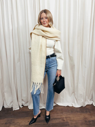 The Statement Sleeve Fitted Waist Cotton Knit Top