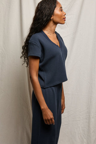 The Jada Waffle Vneck Tee - Olive Street