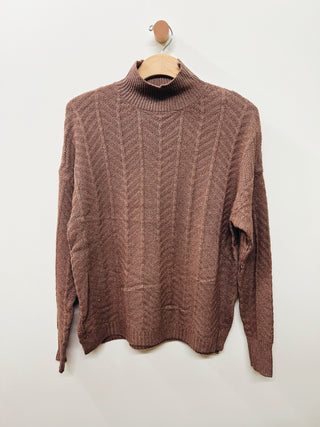 Herringbone Mock Neck Sweater