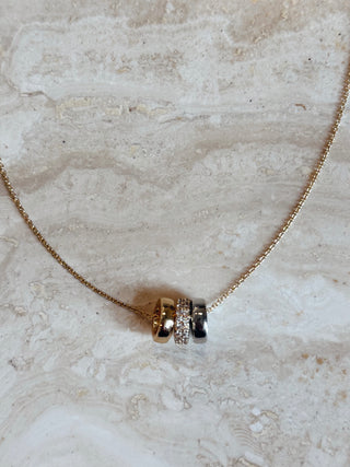 The Gold Dipped Triple Ring Charm Necklace - Olive Street