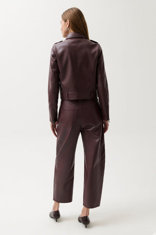 The Eli High Rise Arched Leg Pant in Cabernet