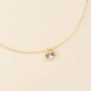 The Oval Bezel Pendant Omega Wire Necklace