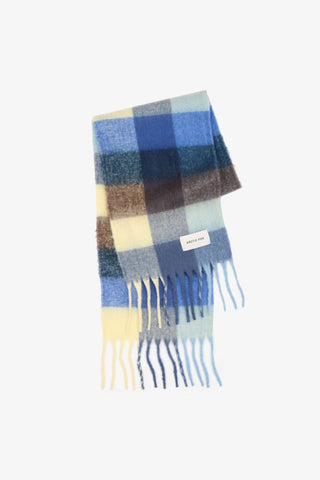 The Reykjavik Scarf - 100% Recycled in Blue and Yellow Check