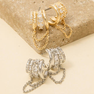 The Multi Hoop Post with Chain in Silver