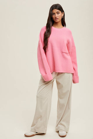The Pink Relaxed Pullover Sweater - Olive Street