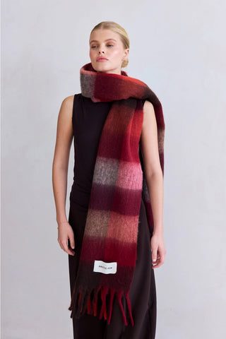 The Reykjavik Scarf - 100% Recycled - Burgundy Check