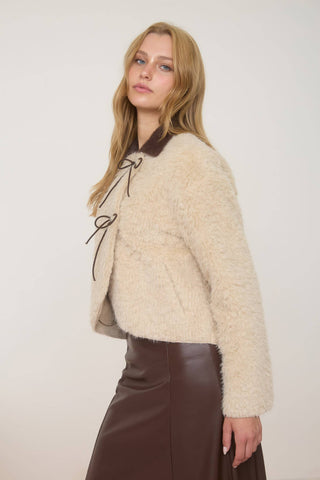 The Faux Fur Bow Detail Wrap Coat