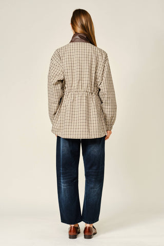 The Plaid Mock Neck Cinch Jacket - Olive Street