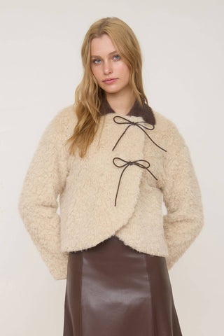 The Faux Fur Bow Detail Wrap Coat
