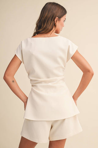 Shortsleeve Shirt and Pant Set in Cream - Olive Street