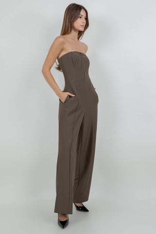 The Structured Woven Halter Jumpsuit with Corset Closure