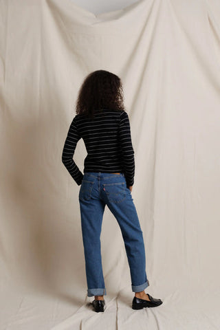 The Jamie Long Sleeve in Black Stripe