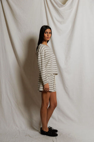 The Keri Loop Terry Stripe Long Sleeve