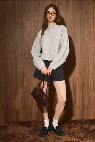 The Mock Neck Front Pocket Cardigan