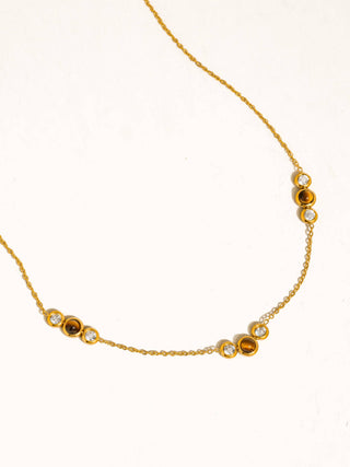Embla 18K Gold Non-Tarnish Tiger Eye CZ Necklace: Yellow Gold - Olive Street